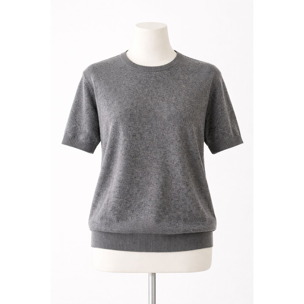 90s Vintage Clan Douglas Grey Short Sleeve 100% Cashmere Top Size L chic preppy